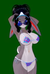 3d anthro big_breasts bikini lana_lagomorph misunderstoodsecrets original_character rabbit