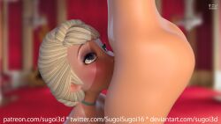 2girls 3d anna_(frozen) blowjob blue_eyes deepthroat disney elsa_(frozen) fellatio female_only frozen_(film) oral sisters sugoisugoi16 tagme yuri