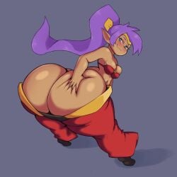 1girls ass ass_cleavage ass_dough big_ass bottom_heavy bubble_butt butt_crack curvaceous curvy deep_skin female female_focus grabbing_own_ass huge_ass long_hair mooning pancaketomo purple_hair shantae shantae_(character) smooth_skin smug solo solo_female solo_focus voluptuous