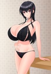 1girls barely_any_clothes black_hair huge_breasts kazuu_(artist) massive_breasts tagme