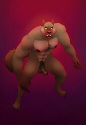 abs absurd_res angry anthro bigby_wolf canid canine canis chest_tuft facial_hair genitals hi_res humanoid_genitalia humanoid_penis hunched_over looking_at_viewer male mammal muscular muscular_male nipples nude olivepup_00 penis pubes solo solo_male tuft were werecanid werecanine werewolf wolf