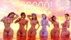 16:9 3d 6girls abs amazon ana_amari apex_legends areola areolae ass back belly beret big_ass big_breasts black_hair black_nails blizzard_entertainment body_markings bracelet braid braided_hair breasts brown_eyes brown_hair brown_skin casual choker clouds completely_nude completely_nude_female crossover curvaceous curvy dark-skinned_female dark_skin dawn dc dc_comics detailed_background diana_prince ear_piercing earrings egyptian european eye_markings face_markings female female_only fireworks follower_celebration french genitals group hair hair_over_shoulder half-closed_eyes hand_behind_head hand_on_breast hand_on_hip hands_on_breasts headgear headwear hi_res highres holding_arm hourglass_figure human injustice_2 jewelry large_breasts latina legs_together light-skinned_female light_skin loba loba_(apex_legends) long_hair looking_at_viewer looking_back makeup mexican milestone_celebration mole mole_under_eye multiple_females multiple_girls muscular muscular_female nail_polish naked naked_female navel navel_piercing nemesis_3d nipples nude nude_female nudist number ocean open_mouth outdoors outside overwatch pale_skin pharah piercing ponytail pose posing pubic_hair purple_body purple_eyes purple_hair purple_skin pussy red_eyes red_hair shaved_side shiny_skin skinny_dipping sky smile sombra standing standing_in_water sunset tattoo tattoo_on_arm teeth thick_thighs thigh_gap thighs twitter_username two_tone_hair vagina water watermark wet wet_skin wide_hips widowmaker wonder_woman wonder_woman_(injustice) wonder_woman_(series)