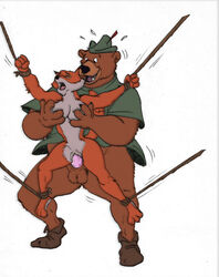 anthro bear bondage canine disney female fox fur furry little_john maid_marian male mammal penis rape robin_hood_(disney) straight tagme testicles