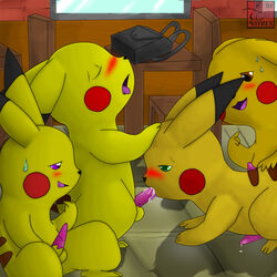 furry male male_only multiple_males nintendo no_humans pikachu pokemon tagme vitrex yaoi