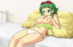 blush breast female female_only megpoid_gumi panties solo vocaloid