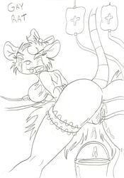 anthro ass back_view bondage breasts bucket disney female fur furry_ass furry_breasts furry_ears gay_rat looking_back mammal miss_kitty_mouse monochrome mouse nipples pussy raised_tail rodent round_ears tagme tail the_great_mouse_detective uncensored