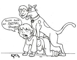 cosplay hanna-barbera monochrome penis scooby-doo scooby-doo_(character) shaggy_rogers shaggy_rogers_(cosplay) velma_dinkley zoophilia