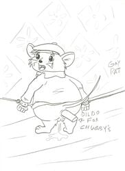 1boy anus bernard_(the_rescuers) bondage disney furry gay_rat male male_only monochrome no_humans rough_sketch solo tagme testicles the_rescuers