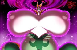 big_breasts breasts busty_feral english_text female giantess gigantamax_pokémon huge_breasts macro nintendo pokémon_(species) pokemon serperior text walter_sache