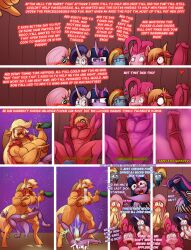 2022 absurd_res animal_genitalia animal_penis anthro applejack_(mlp) balls big_macintosh_(mlp) blush breasts clothing comic dialogue digital_media_(artwork) dr_awesomelbs english_text equid equine equine_penis eyebrows eyewear female fingers fluttershy_(mlp) friendship_is_magic genitals glasses group hasbro hi_res horn male male/female mammal muscular muscular_female my_little_pony nintendo nipples open_mouth penis pinkie_pie_(mlp) rainbow_dash_(mlp) rarity_(mlp) smooth_skin spike_(mlp) spread_legs spreading text the_legend_of_zelda thebigbadwolf01 twilight_princess unicorn vein video_games