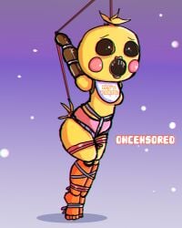 animatronic armbinder bondage five_nights_at_freddy's five_nights_at_freddy's_2 gag kidnapped oncensored oncensored_(artist) ring_gag toy_chica_(fnaf)