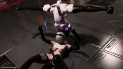 2futas 3d balls big_balls big_breasts big_penis black_hair blindfold breasts erect_penis erection futa_only futanari hairband huge_cock intersex light-skinned_futa light_skin nier nier:_automata nude nude_futa penis squarepeg3d testicles thighhighs white_hair yorha_2b