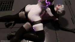 2futas 3d areolae ass big_ass big_breasts breasts erect_penis erection futa_on_futa futa_only futanari intersex light-skinned_futa light_skin nier nier:_automata nipples nude nude_futa penis sex squarepeg3d thighhighs white_hair yorha_2b