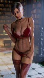 3d anna_miller_(metro) blue_eyes breasts female metro_(series) red_bra solo trick3d