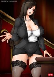 1girls big_breasts big_tits boobs breasts business_suit busty cleavage earrings female female_focus female_only final_fantasy final_fantasy_vii hourglass_figure italian_senate_hack italy leggings lipstick meme miniskirt nylons panties red_eyes seductive solo standing stockings thick_thighs tifa_lockhart upskirt wide_hips witchking00