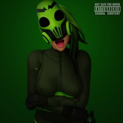 1girls 3d big_breasts bodysuit breasts fatterrocker female fortnite fortnite:_battle_royale green_hair mask mask_on_head masked_female nipples_visible_through_clothing open_mouth remedy_(fortnite) tight_clothes tight_clothing tight_fit tongue tongue_out toxin_(fortnite) white_skin