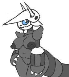 1girls 2017 aggron anthro breasts fangs female female_focus female_only hand_on_hip looking_at_viewer navel nintendo nipples pokémon_(species) pokemon pokemon_(species) pussy screwroot solo solo_female solo_focus standing white_background