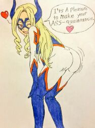 ass blonde_hair clothed clothing dcb2art female mount_lady my_hero_academia one_eye_closed open_mouth sideboob solo tagme tongue yuu_takeyama