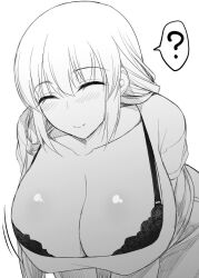 big_breasts blush bra breasts clothed fully_clothed huge_breasts lingerie long_hair milf namidame smile uzaki-chan_wa_asobitai! uzaki_tsuki