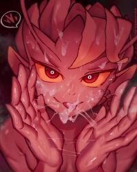 1girls 2d animated cum cum_on_face dark_willow dota_2 female female_only hi_res highres humanoid no_sound notsorapoi red_eyes red_skin retrj shorter_than_10_seconds shorter_than_30_seconds solo tongue tongue_out video