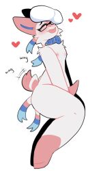 anthro blush bodily_fluids cum digital_media_(artwork) duo duo_focus eeveelution erection fur genital_fluids genitals girly group hi_res male male/male male_only mxnster_fxcker nintendo penis pokémon_(species) pokemon pokemon_(species) sex shy smile sylveon thick_thighs tongue video_games wide_hips