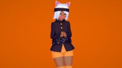 3d 3d_(artwork) blush cat_ears catgirl clothed dark-skinned_female embarrassed female_only koikatsu rasmusnsfw47 smg4 sunset_paradise whisk_(sunset_paradise) white_hair yellow_eyes