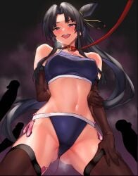 1girls 3boys absurdres black_hair blue_eyes blush breasts brown_gloves collar condom condom_belt elbow_gloves fate/grand_order fate_(series) gloves highres leash leash_and_collar long_gloves long_hair looking_at_viewer naughty_face open_mouth penis pussy_juice sex_toy ulrich_(tagaragakuin) used_condom ushiwakamaru_(fate) ushiwakamaru_(swimsuit_assassin)_(fate) vibrator vibrator_in_pussy vibrator_under_clothes