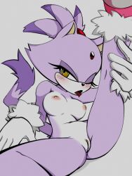 1girls anthro blaze_the_cat blush breasts cat_ears cat_humanoid cat_tail catgirl felid feline felis female female_only fur furry furry_only handwear leg_up looking_at_viewer medium_breasts mostly_nude naked nipples nude one_eye_closed pussy sega solo solo_female sonic_(series) sonic_the_hedgehog_(series) spassticus tail tongue tongue_out vagina