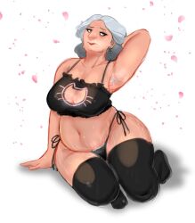 1girls alma_madrigal armpit_hair big_breasts blush chubby cleavage cleavage_cutout disney encanto female female_only gilf grey_hair latina latina_gilf lingerie pubic_hair pubic_hair_peek rough_sketch sluttyfatcat stockings stretch_marks sweat thick_thighs very_old_female wide_hips