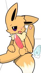 bodily_fluids cum cum_on_penis eevee ejaculation feral genital_fluids genitals hi_res male male_only nintendo penetrable_sex_toy penis pokémon_(species) pokemon pokemon_(species) sex_toy shy solo sparkmelon video_games