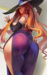 1girls 2022 against_wall arms_up ass ass_focus ass_in_dress ass_shot back back_view breasts brown_eyes bubble_butt clothed clothed_female dragon's_crown dress dress_inside_ass female female_only hat hips huge_ass huge_breasts kazo large_hat long_hair looking_back orange_hair sideboob slim_waist sorceress_(dragon's_crown) thick_thighs thighs wide_hips witch_hat