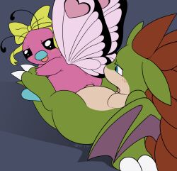 anal anal_sex anthro ass butterfree buttershe duo female feral furry genitals hybrid male male/female nintendo penetration penis pink_butterfree pokémon_(species) pokemon pokemon_(species) sandnite sandslash slimefur video_games