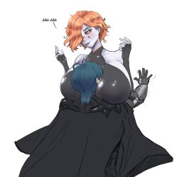 1boy 1girls 4chan alternate_breast_size ara_ara armor artist_request bangs big_breasts blush breast_smother breasts byleth_(fire_emblem) byleth_(fire_emblem)_(male) cape colored english_text female fingerless_gloves fire_emblem fire_emblem:_three_houses gigantic_breasts green_hair huge_breasts kronya_(fire_emblem) large_breasts male nintendo orange_hair pale_skin red_eyes red_hair short_hair sideboob straight thick thick_thighs turtleneck unknown_artist white_skin wide_hips