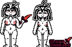 2d 2girls blush breasts chara characookies_(artist) female female_only frisk holding_knife human human_female human_only knife monochrome naked nude nude_female pixel_art pussy sprite_sheet thick_thighs transparent_background undertale undertale_(series)