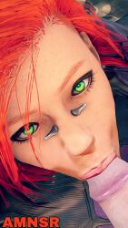 amonsrule big_penis drifter_(warframe) fellatio female glans green_eyes looking_at_viewer operator_(warframe) oral orange_hair penis piercing piercings red_hair sucking tenno video_games warframe warframe_captura_adventures warframetenno