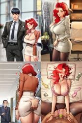 1girls 2boys absurd_res arm_under_breasts ass ass_grab belt big_ass black_belt black_eyes black_hair black_pants blurry blurry_background blush bodyguard_(roborobocop) bra breasts bulge bursting_breasts business_attire business_suit business_woman busty censored ceo_(roborobocop) cheating cheating_wife cleavage closed_eyes collared_shirt condom condom_on_penis cuckold curvaceous curvy dress dress_shirt ear_piece earpiece earrings erection erection_under_clothes female grey_shirt groping groping_from_behind hair_behind_ear hair_over_shoulder heart hi_res hourglass_figure huge_breasts huge_cock jacket jewelry large_ass looking_at_viewer looking_back male male_pov mature_female microdress minidress missionary_position motion_lines muscular muscular_male necklace necktie nervous original original_character original_characters pants pantyhose pantylines pencil_skirt penis penis_bulge penis_under_clothes pov red_hair robocap roborobocop safe_sex scar scar_on_face sex shirt short_dress shy smile smiling_at_viewer standing stealth stealth_ass_grab straight suit sweat thighs tight_clothing torn_clothing torn_pantyhose tremble_lines trembling used_condom vaginal_penetration voluptuous