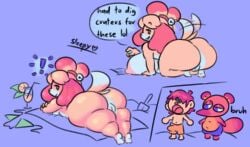 animal_crossing animal_crossing_boy anthro big_ass big_breasts big_butt chubby chubby_female isabelle_(animal_crossing) large_areolae large_ass large_breasts larger_female laying_on_stomach looking_back_at_viewer nintendo puffy_pussy shortstack sleepyslut tom_nook villager_(animal_crossing) yellow_fur