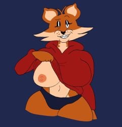 1girls anthro areolae breasts canid canine clothing erect_nipples female female_only flashing fox hi_res hoodie huge_breasts karen_the_fox_(mexicommie) mammal mexicommie nipples one_eye_closed panties red_fox smile smirk solo thick_thighs topwear underwear wide_hips wink