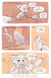 absurd_res amadose anthro bed beverage boxers_(clothing) bra canid canine clothing coffee comic container cuckold cup disney duo english_text female fox furaffinity_username furniture heart hi_res judy_hopps kissing lagomorph leporid male male/female mammal nick_wilde page_1 panties patreon_username rabbit sketch sniffing sports_bra sportswear text underwear zootopia zootropolis