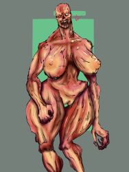 bald_female big_breasts big_nipples big_pussy big_thighs breasts fallout_76 female female_only feral_ghoul_(fallout) ghoul_(fallout) gore no_hair nude nude_female only_female pussy radioactive teeth_visible white_eyes