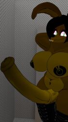 3d anthro black_hair breasts buckteeth bunny_ears bunny_girl five_nights_at_freddy's fnaf fnia fredina's_nightclub furry futa_only futanari green_eyes horse_penis horsecock massive_ass massive_breasts solo spring_bonnie_(fnaf) truemuffin vrchat yellow_balls yellow_cock yellow_fur yellow_penis yellow_skin yellow_tuft