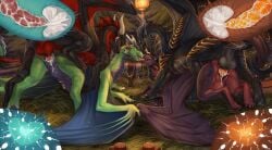 balls bite bodily_fluids cervical_contact cum cum_in_uterus cum_inside digital_drawing_(artwork) digital_media_(artwork) dragon entwined_tails erection feet female female_penetrated feral feral_on_feral feral_penetrated feral_penetrating feral_penetrating_feral foot_on_butt forest from_behind_position genital_fluids genitals group hi_res impregnation internal internal_vaginal kalinda_(dark_dragon2694) kissing_while_penetrated knot licking listria_(listria-dragoness) male male/female male_penetrating male_penetrating_female mounting muzzle_(object) mythological_creature mythological_scalie mythology neck_bite outside outside_sex ovum paws penetration penile penile_penetration penis plant quadruped raised_leg rope rope_muzzle scalie sex sperm_cell syranoth_emberscale tail tail_coil tongue tree uterus vaginal_penetration valnir vulva zenvist