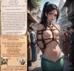 ai_generated anime blue_eyes bondage bounty_hunters collar cute dark_hair edited fantasy female fictional market mermaid naked nude petite photoshop roleplay ropes slave slavegirl slavery small_boobs small_breasts small_tits teen waifu