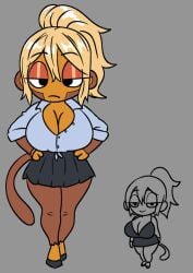 1girls admiral_brickell anthro big_breasts bloons_tower_defense breasts busty busty_female diabeticcat female female_only hands_on_hips large_breasts monkey monkey_girl narrowed_eyes ninja_kiwi primate simple_background skirt solo topwear