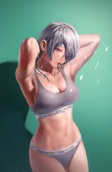 breasts calvin_klein chainsaw_man gray_bra gray_hair gray_panties quanxi_(chainsaw_man)