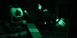 1boy 1girls 3d claws corpsman_(menlonian_ground_forces) examination_(roblox) flare_(examination) night_vision roblox roblox_game robloxian tagme unaware