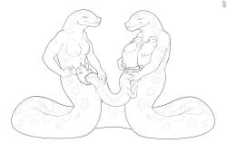 amphisbaena anaconda anthro apode big_breasts boa_(snake) boinae breast_transformation breasts conjoined conjoined_twins draconcopode duo genitals gynomorph hand_on_hip hi_res huge_breasts intersex legless mammal mot naga nipple_fetish nipple_play non-mammal_breasts penis penis_transformation reptile rodent scalie serpentine sheath_mouth smile smirk snake snake_penis transformation unusual_anatomy unusual_genitalia unusual_penis