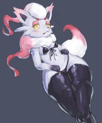 anthro breasts female female_only game_freak grey_background healingpit hisuian_zorua nintendo pokémon_(species) pokemon pokemon_(species) pokemon_legends:_arceus pokemon_only regional_form_(pokémon) solo tagme thick_thighs zorua