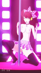 1girls 3d atlus breasts dioxnath female female_only kujikawa_rise light-skinned_female persona persona_4 persona_4:_dancing_all_night pussy stripper_pole v yellow_eyes