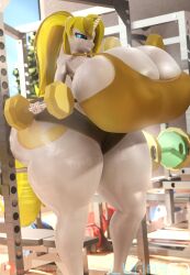 1girls 3d anthro ass blue_eyes breasts female female_only furry huge_ass huge_breasts lunar57 my_little_pony original_character solo sweaty tagme tagme_(character) thick_thighs workout workout_clothes yellow_hair